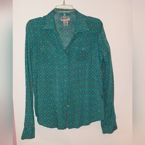 Wrangler Turquoise and Orange Geometric Shirt